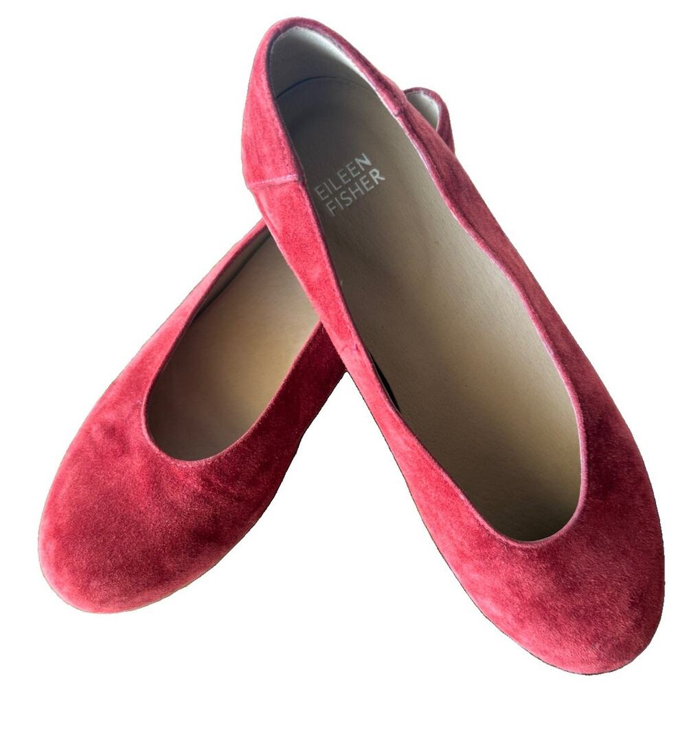 Eileen Fisher Women’s 7 Rust Suede Leather Round Toe Ballet Flats Slip On Shoes